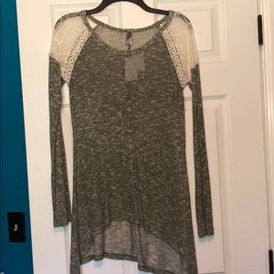 Vanity Heather Gray and Lace Sweater
